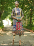 Libas Ethnic Motifs Printed Keyhole Neck Crepe Straight Kurta