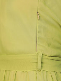 SASSAFRAS Lime Green Tiered Pleated Maxi Dress