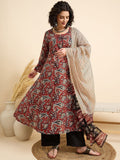 KALINI Women Floral Printed Regular Kurta with Trousers & With Dupatta