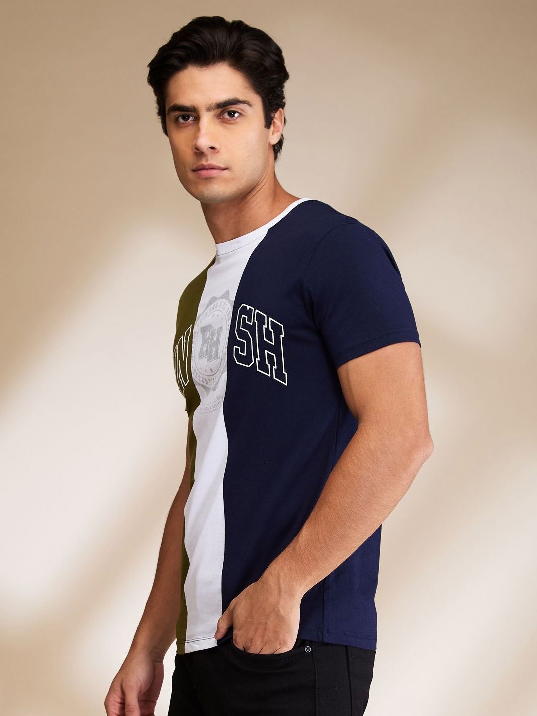 Being Human Men Colourblocked Pockets T-shirt