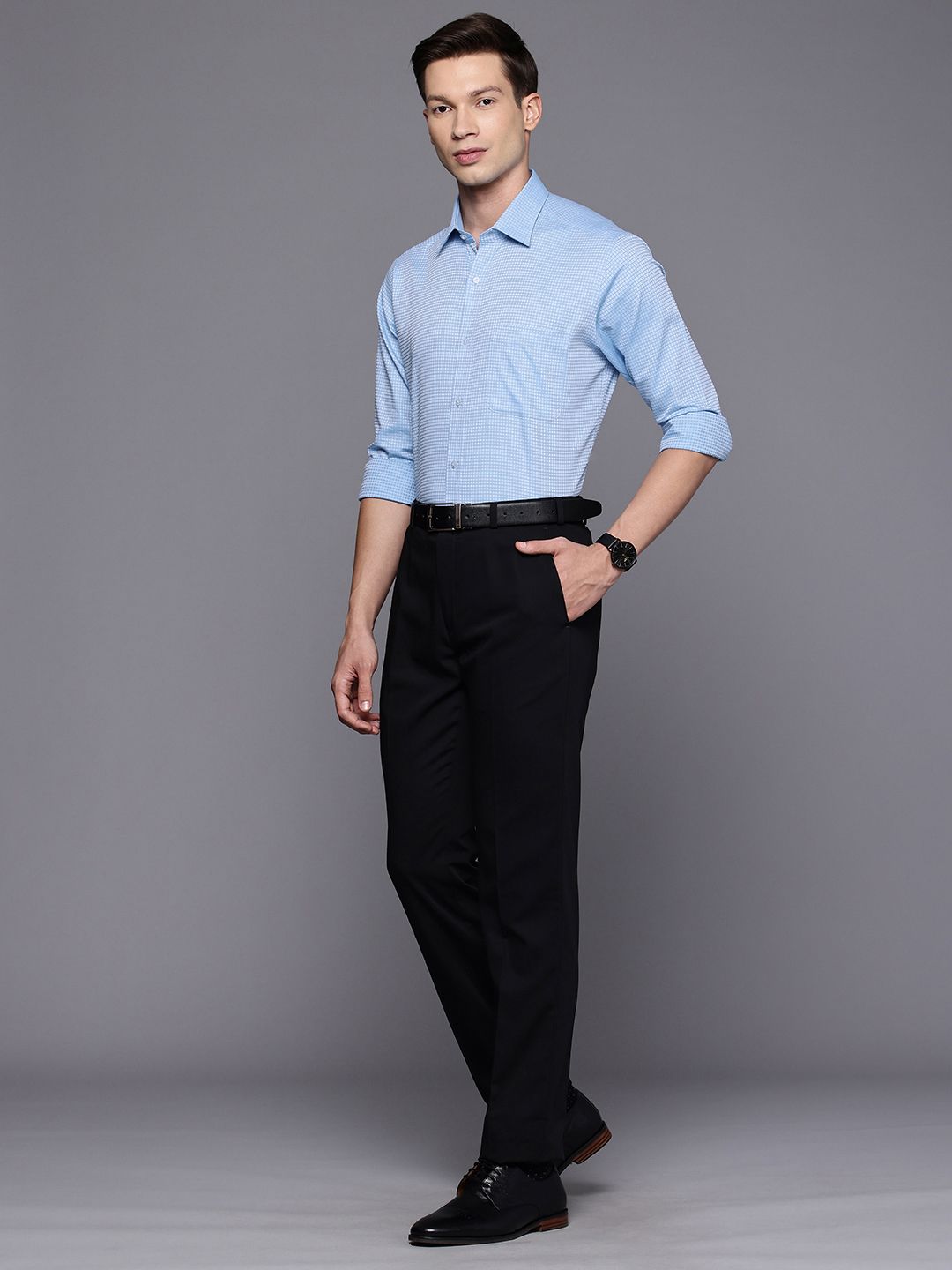 Raymond Pure Cotton Checked Slim Fit Formal Shirt