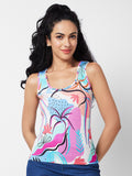 SPYKAR Floral Printed Sleeveless Cotton T-shirt