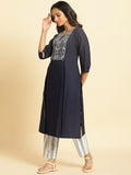 W Ethnic Motifs Yoke Design Thread Work Straight Kurta