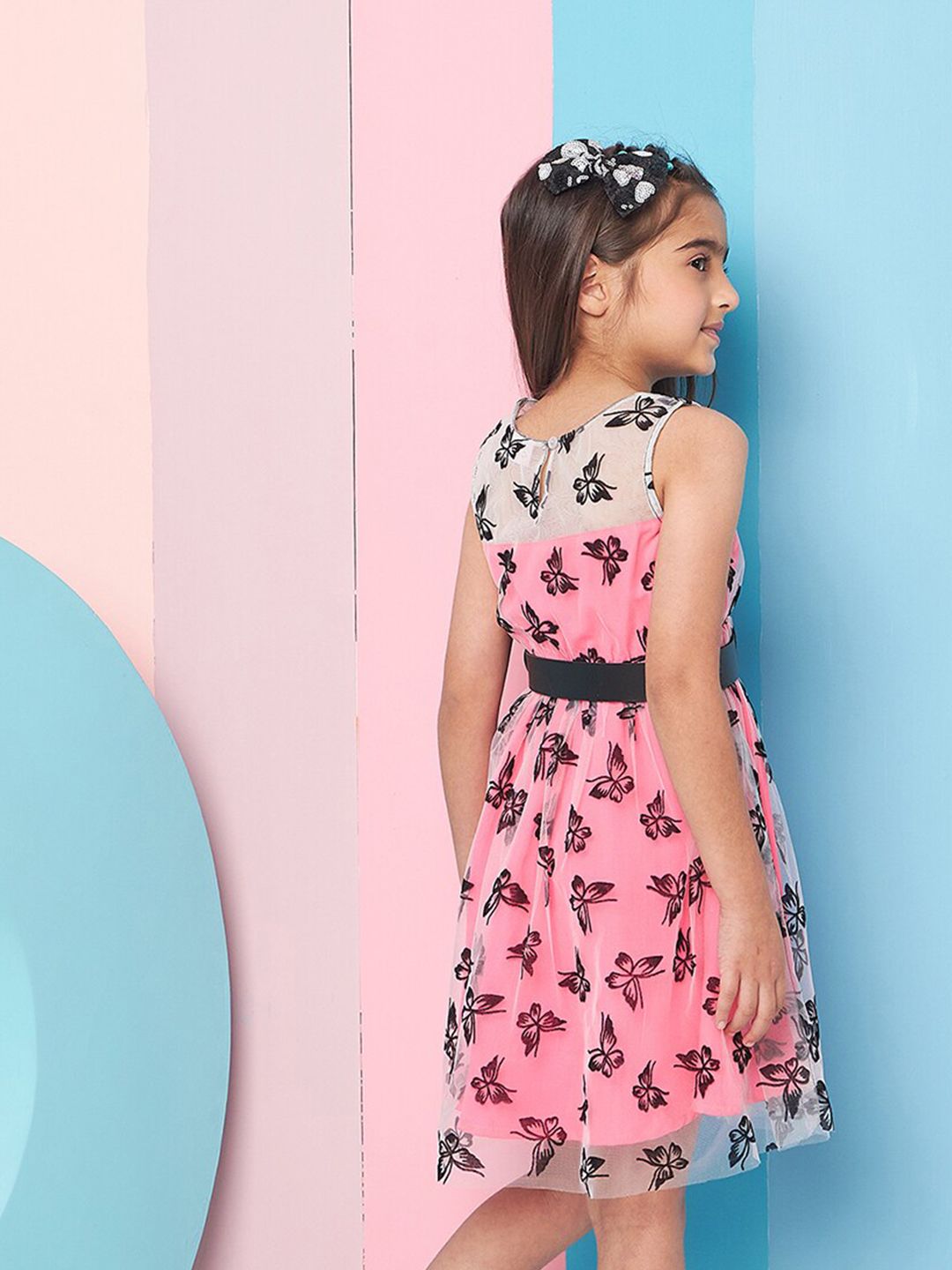 pspeaches Girls Floral Printed Fit & Flare Dress