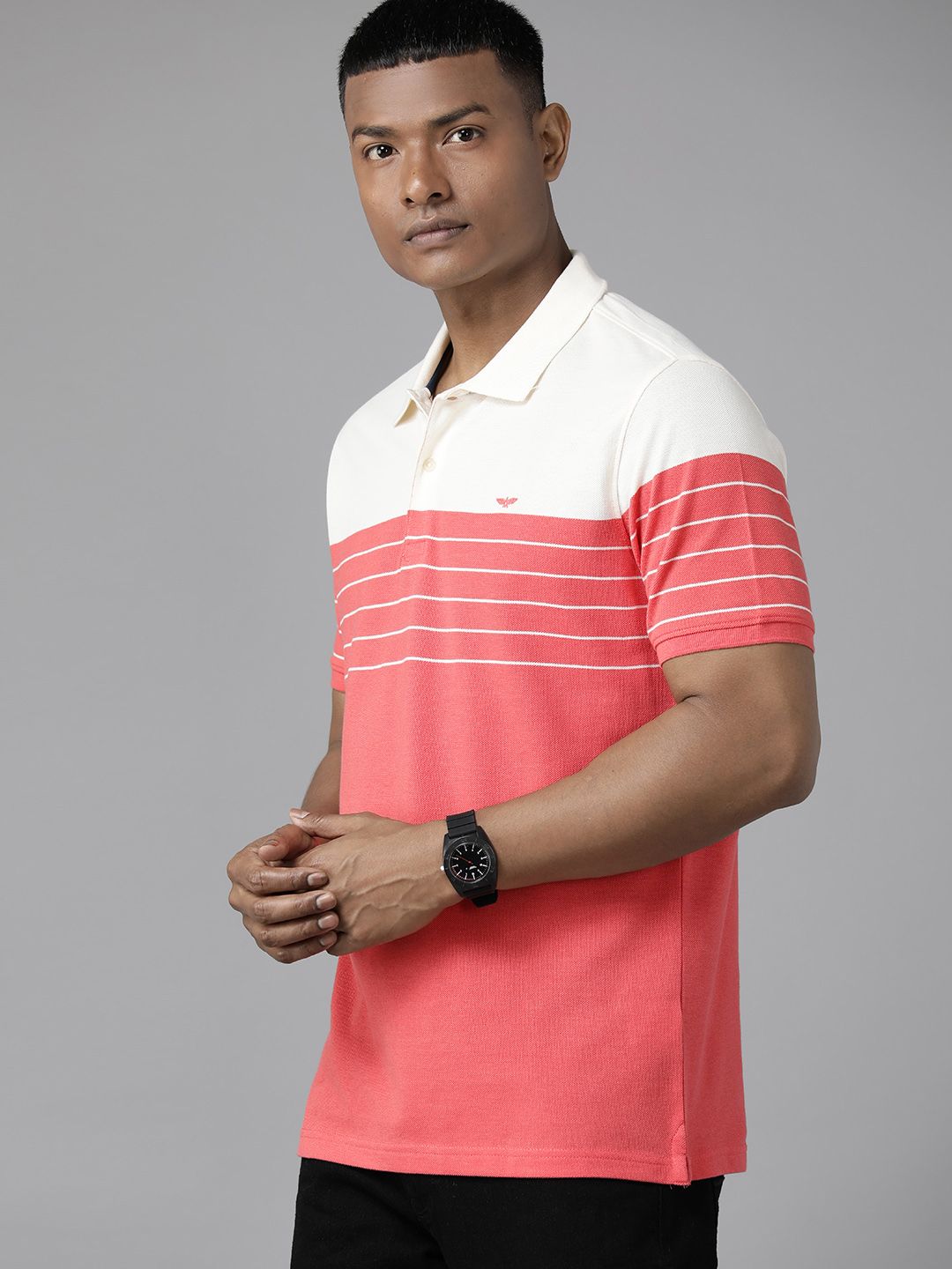 Park Avenue Men Colourblocked Polo Collar Slim Fit T-shirt