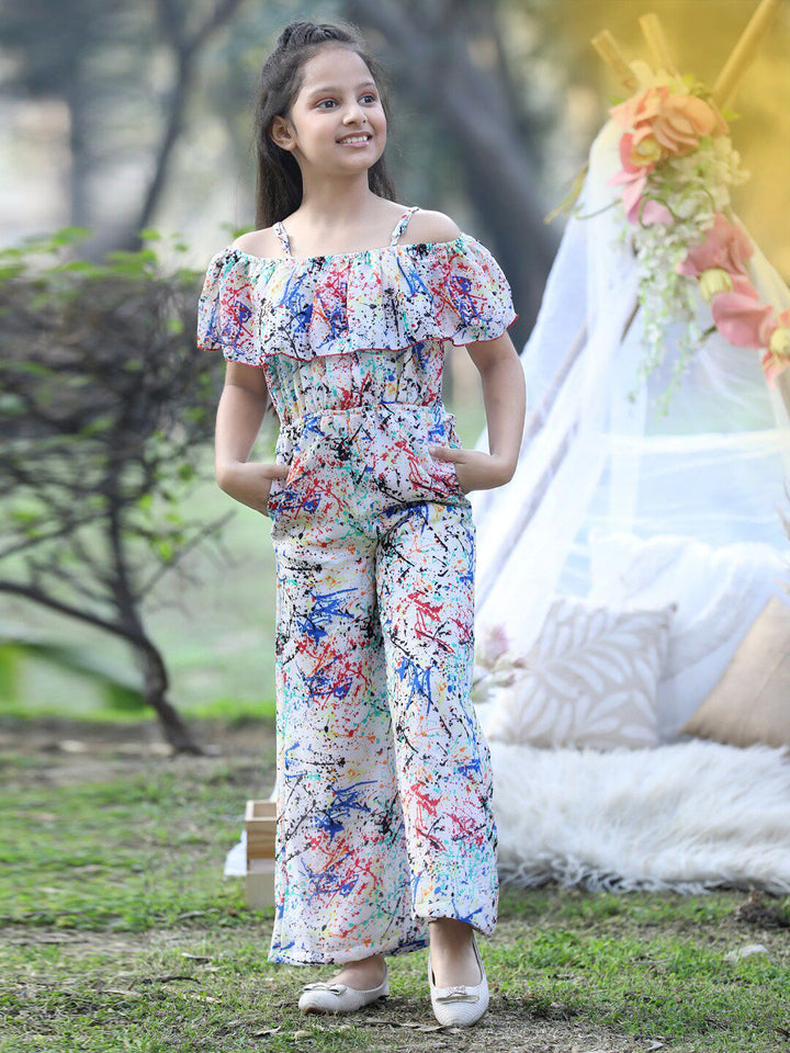 Cutiekins Girls Printed Shoulder Straps Basic Jumpsuit