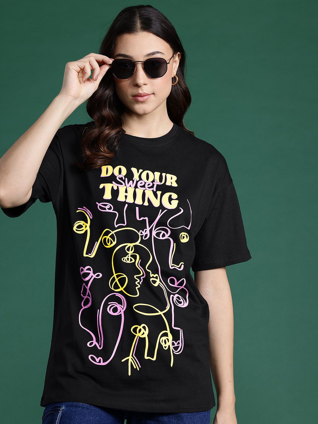 DressBerry Printed Drop-Shoulder Sleeves T-shirt