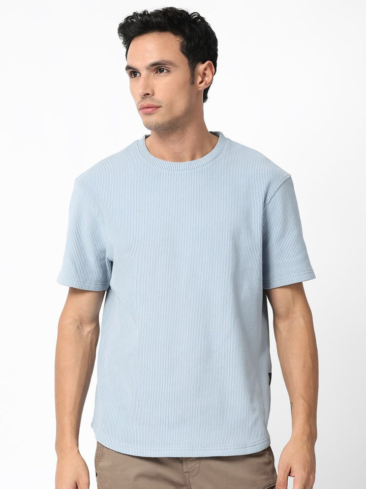 RARE RABBIT Men Bree Round Neck Slim Fit Cotton T-Shirt