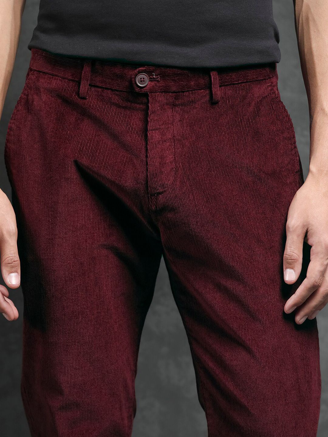 RARE RABBIT Men Upton Slim Fit Mid-Rise Cotton Trouser