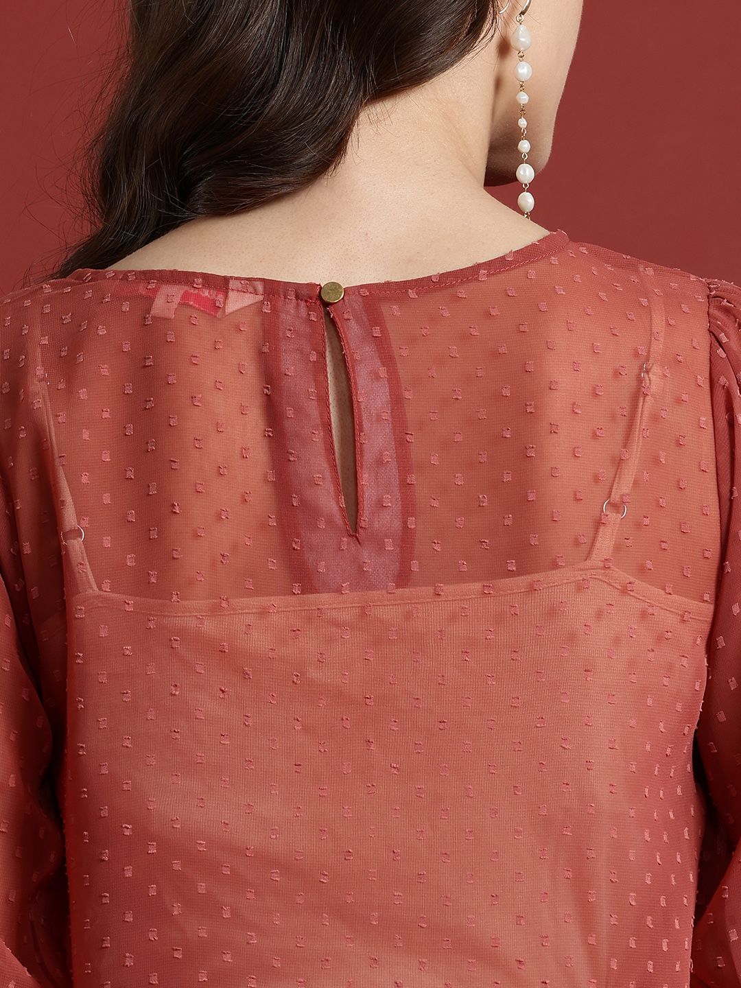 all about you Dobby Weave Sheer Top