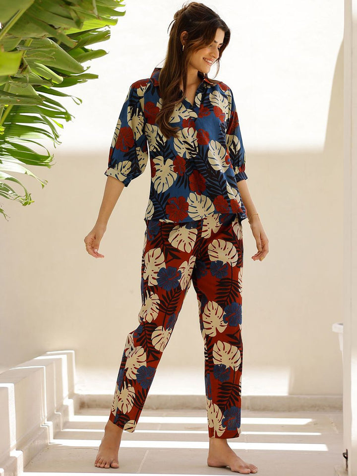 SANSKRUTIHOMES Tropical Printed Pure Cotton Night suit
