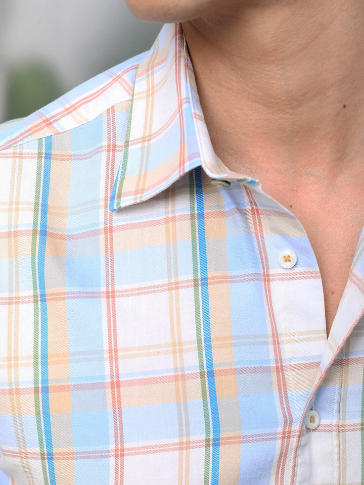 RARE RABBIT Men Campo Slim Fit Tartan Check Opaque Cotton Shirt