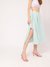 DressBerry Women Feminine Flair Seersucker Side Slit A-Line Midi Skirt