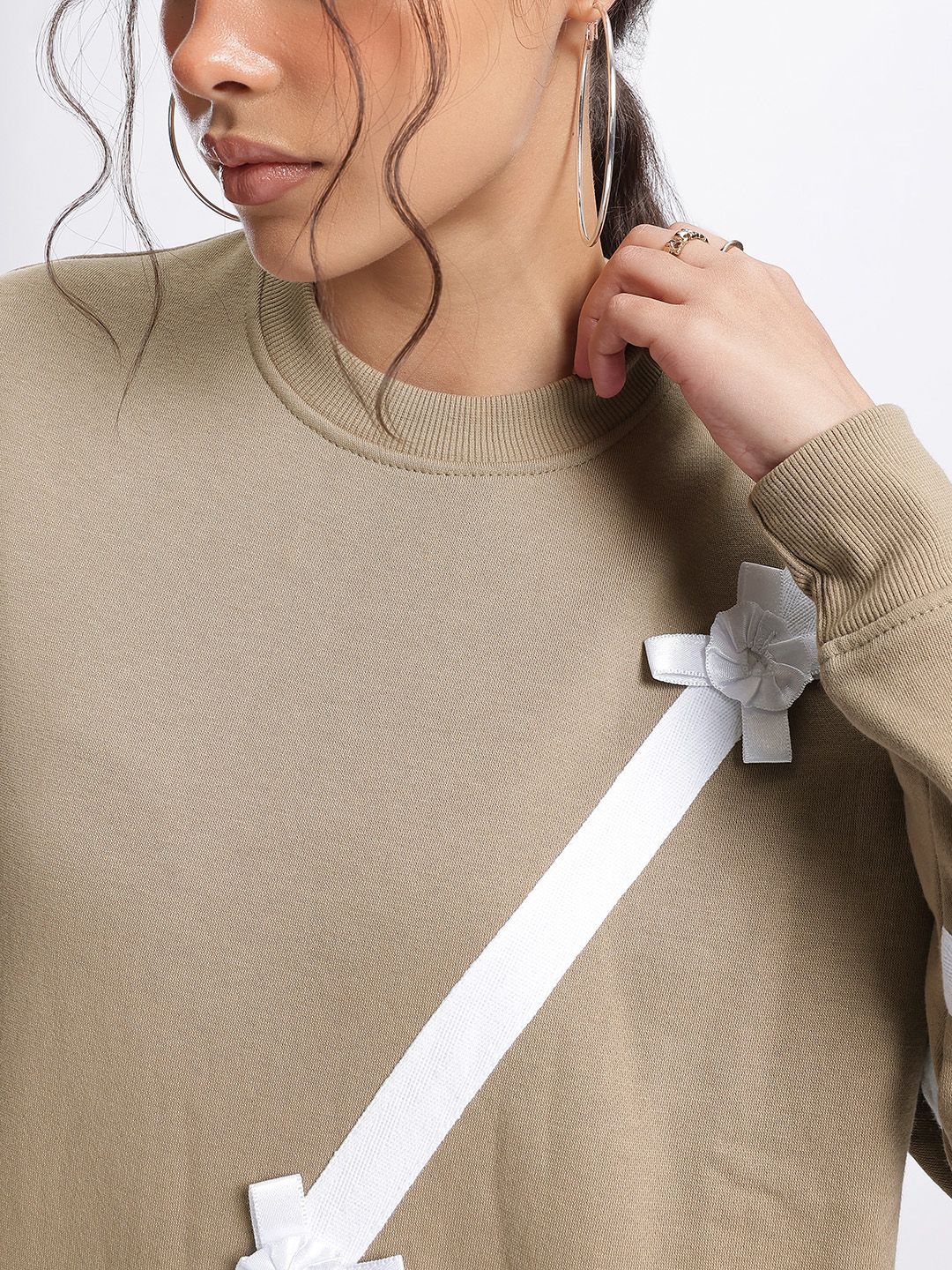 DressBerry Luxe Ribbon Trim Sweatshirt
