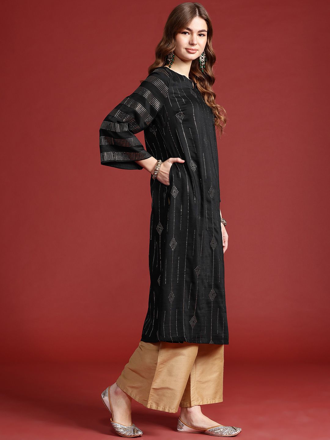 Anouk Tyohaar Collection Embellished Flared Sleeves Kurta
