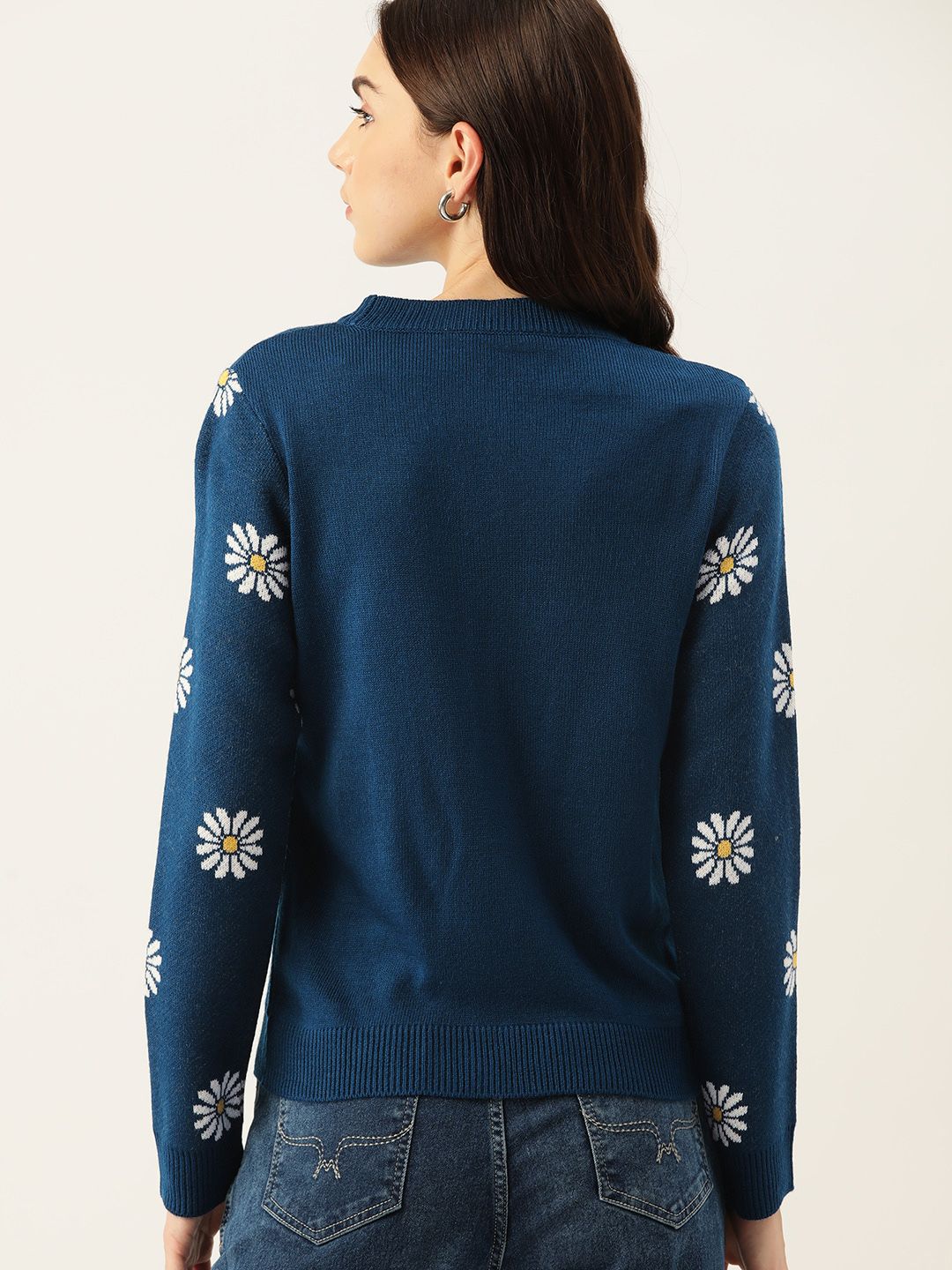 DressBerry Acrylic Floral Pattern Pullover