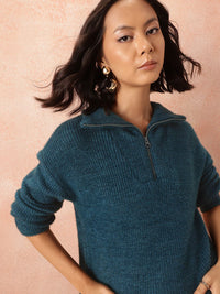 all about you Ribbed Acrylic Longline Pullover