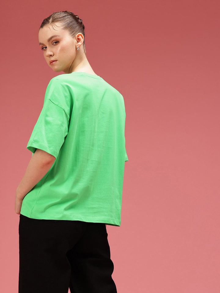 DressBerry Typography Printed Drop-Shoulder Sleeves Relaxed Pure Cotton T-shirt