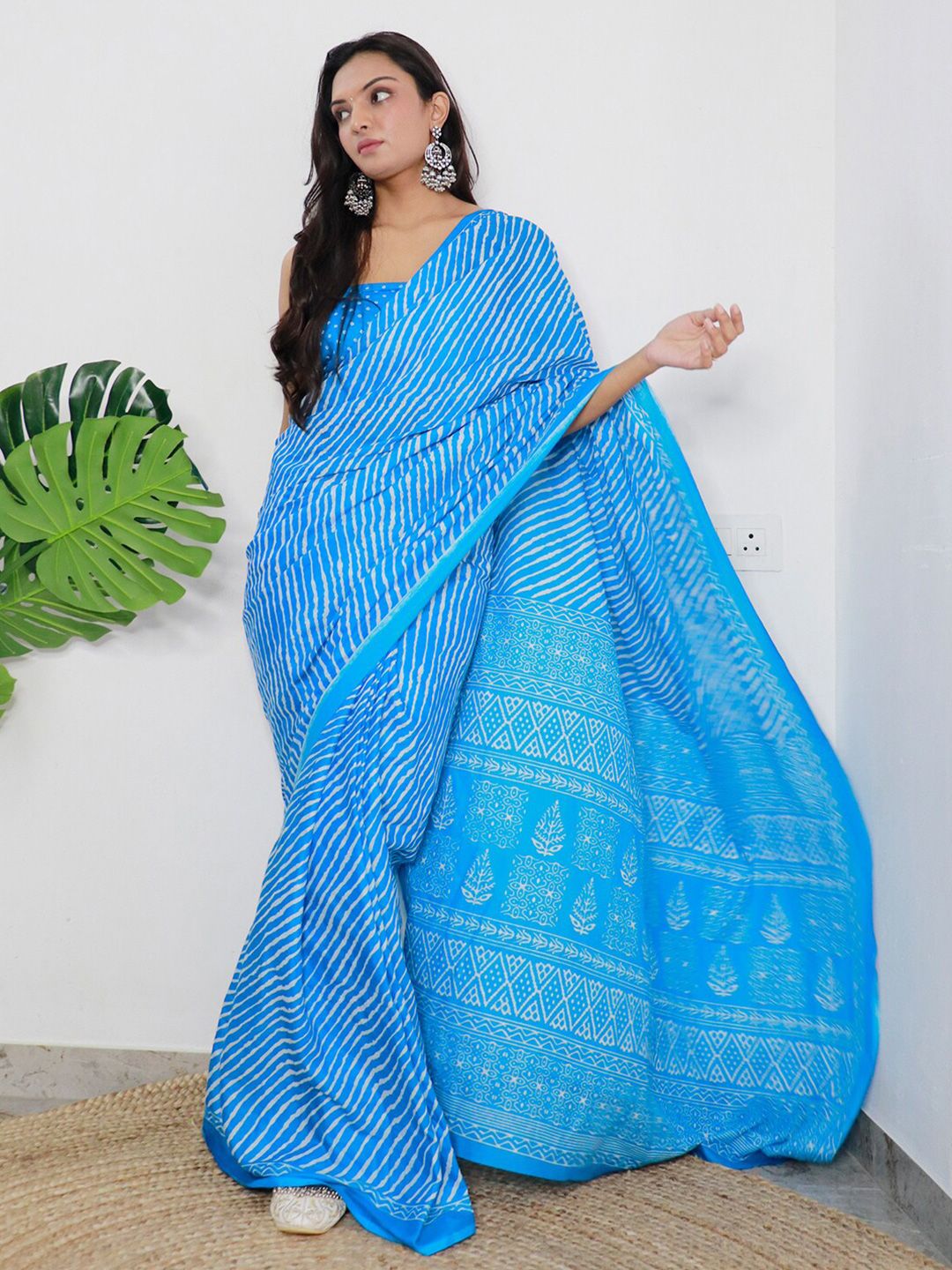Saree mall Leheriya Printed Pure Cotton Saree