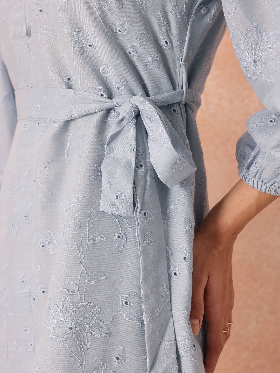 all about you Floral Embroidered A-Line Schiffli Dress