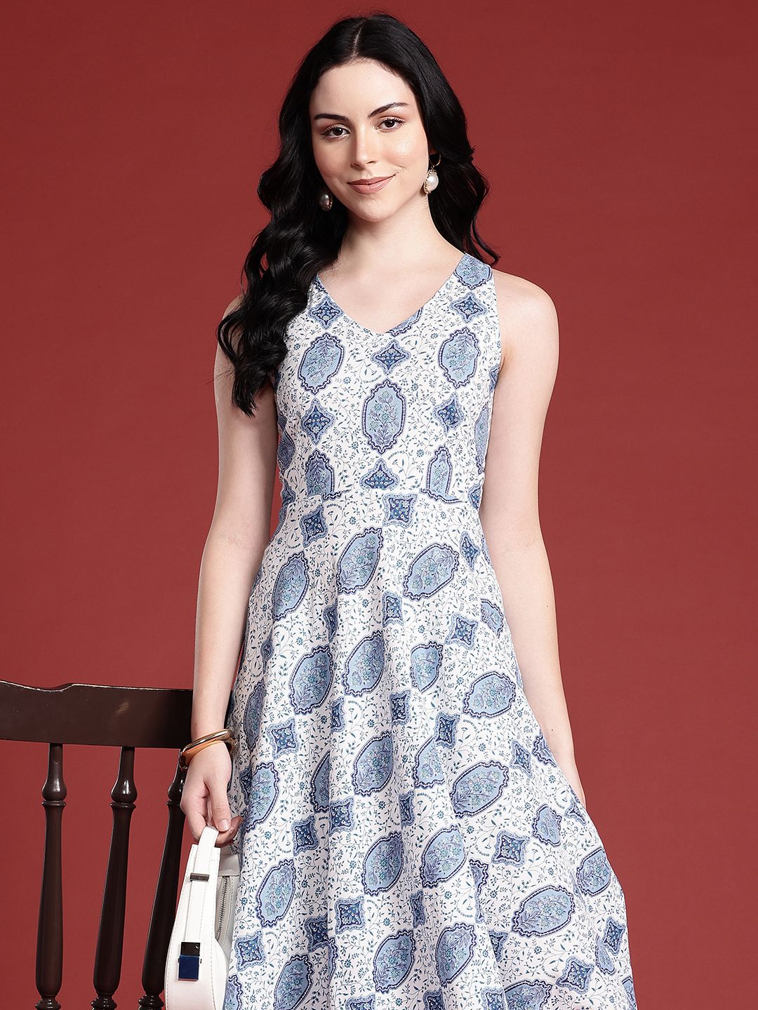 Anouk Floral Printed A-Line Ethnic Dress