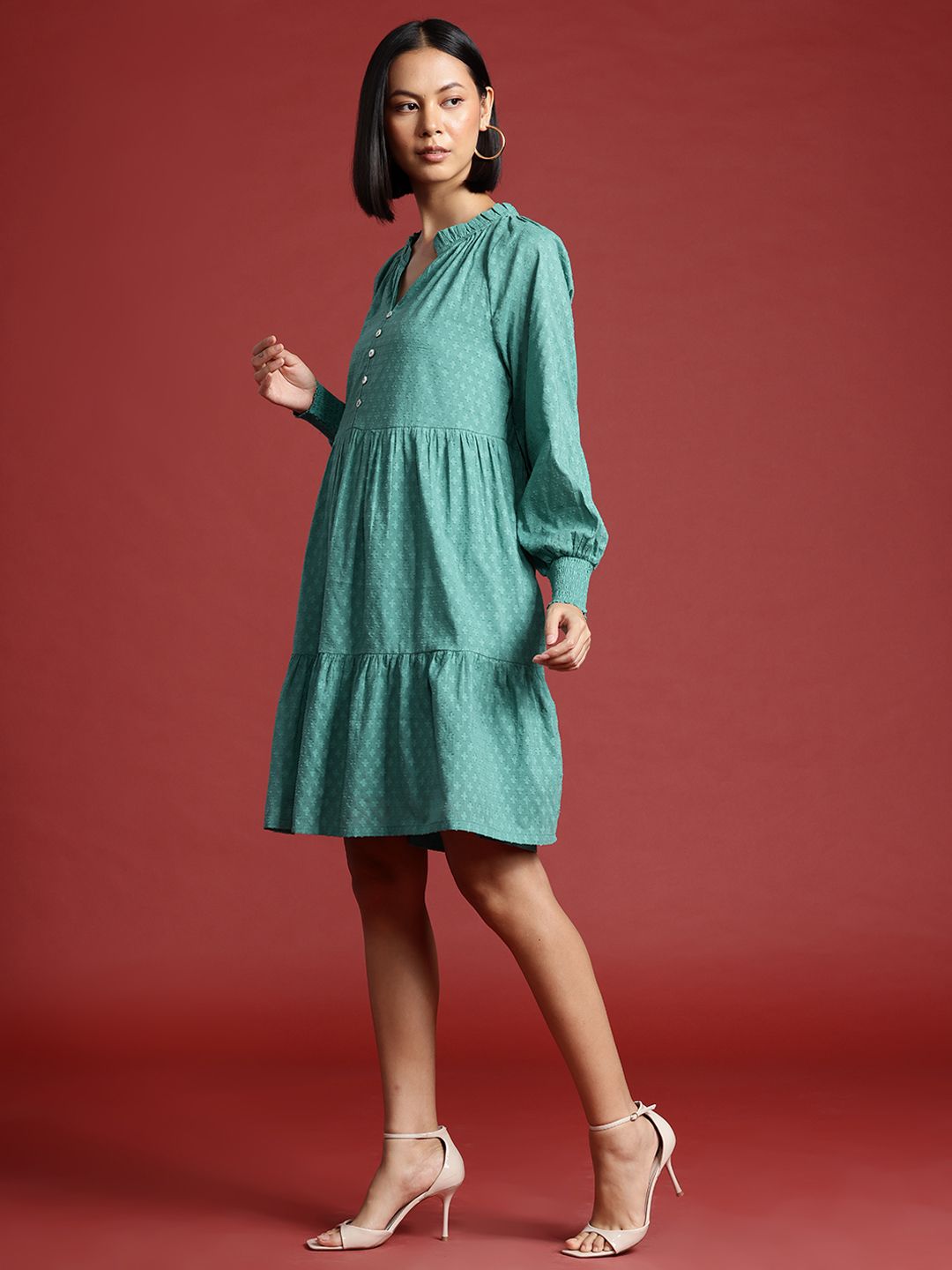 all about you Puff Sleeve Fit & Flare Dress
