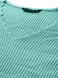 DressBerry Women V-Neck Ribbed Pullover