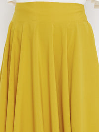 Berrylush Mustard Yellow Pleated Flared A-Line Skirt