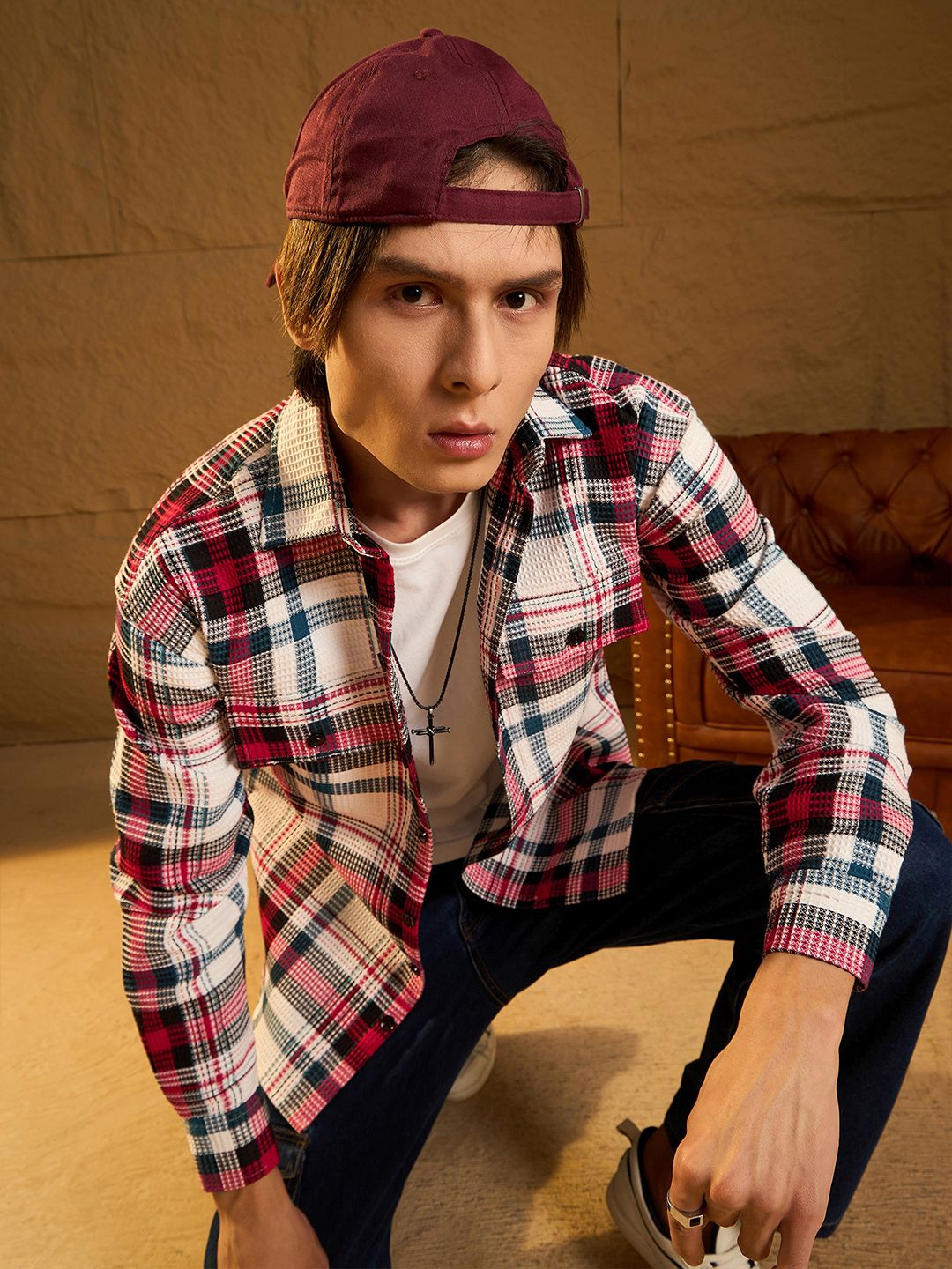 Dennison Men Double Pocket Drop Bahu Kapas Berlebihan