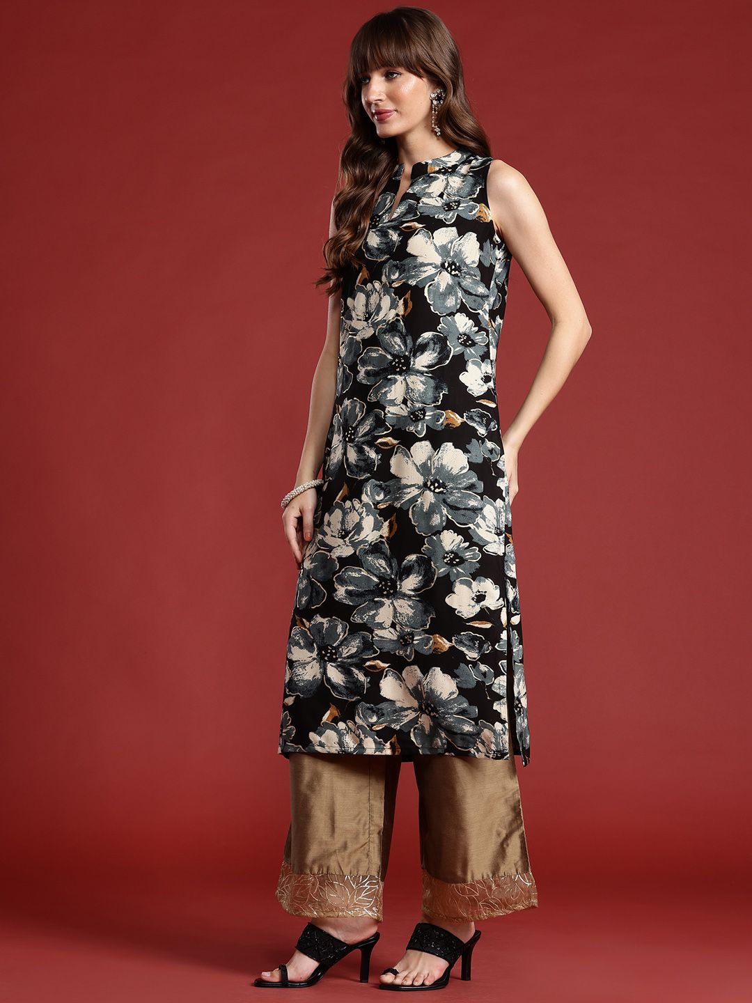 Anouk Floral Printed A-Line Kurta