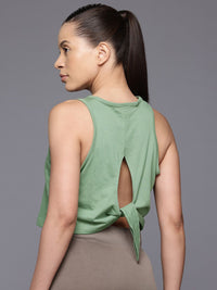 HRX by Hrithik Roshan Printed Pure Cotton Yoga T-shirt with Knotted-Back