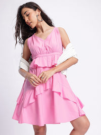DressBerry Pastel Charm Ruffled A-line Dress