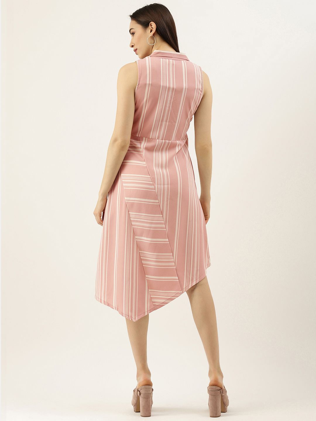 AND Pink & White Striped Fit & Flare Dress