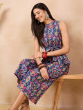 Anouk Blue Patola Printed Sleeveless Waist Tie-Ups Basic Jumpsuit