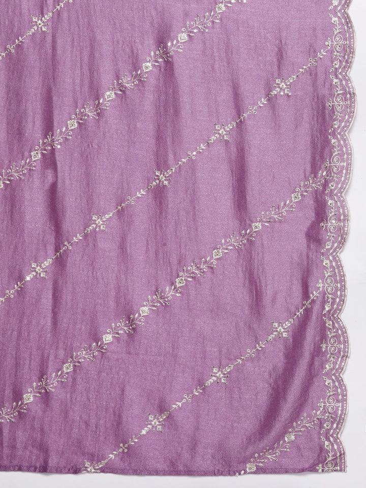 Indo Era Floral Embroidered Regular Sequinned Kurta with Trousers & Dupatta