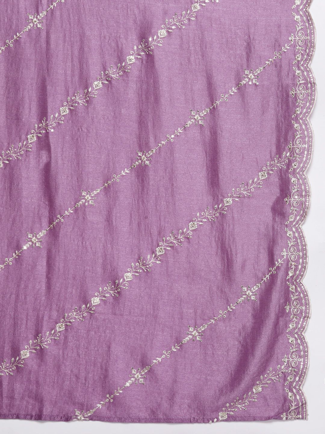 Indo Era Floral Embroidered Regular Sequinned Kurta with Trousers & Dupatta