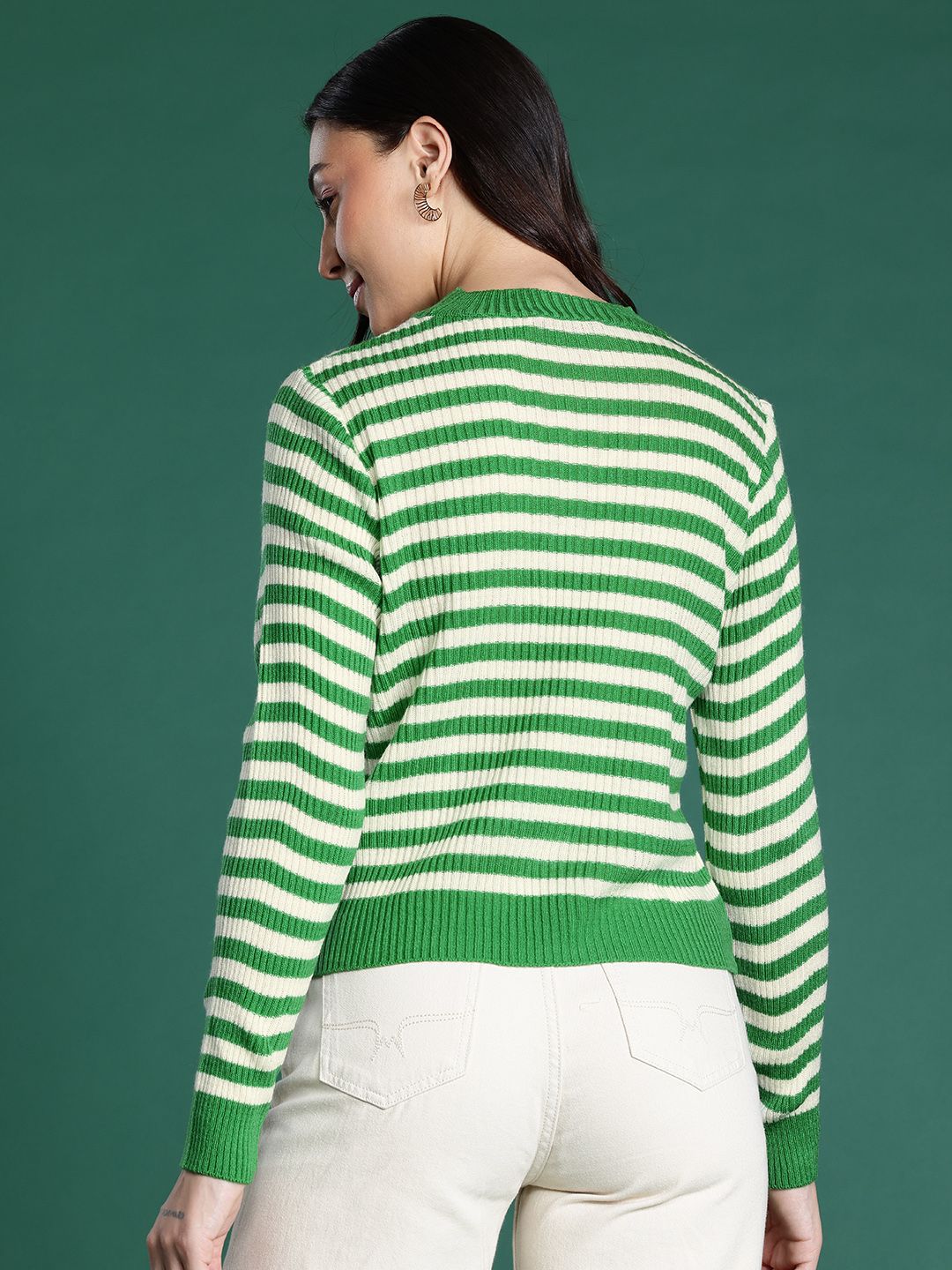 DressBerry Round Neck Striped Pullover