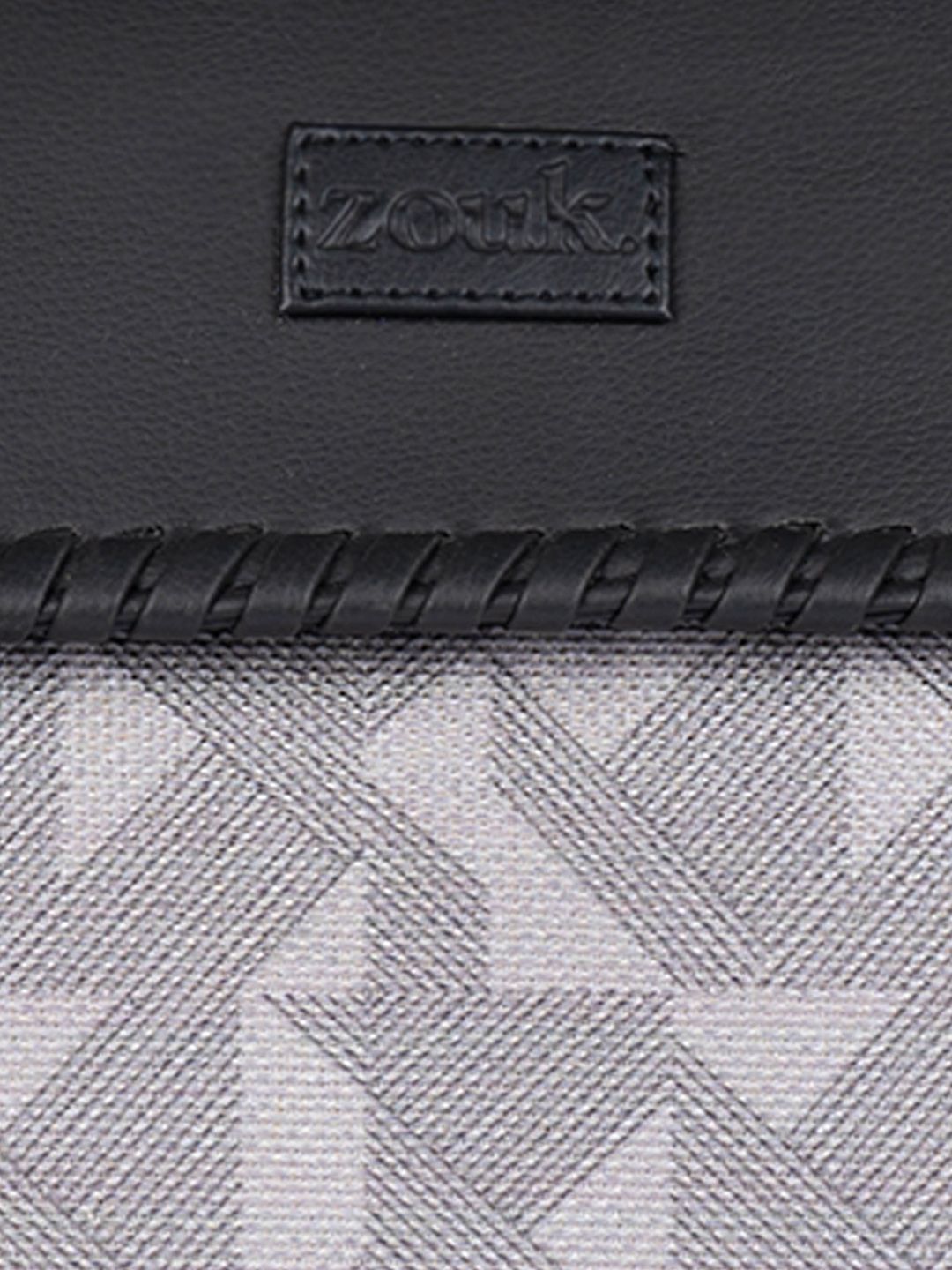 ZOUK Geometric Printed Structured Jute Handheld Bag