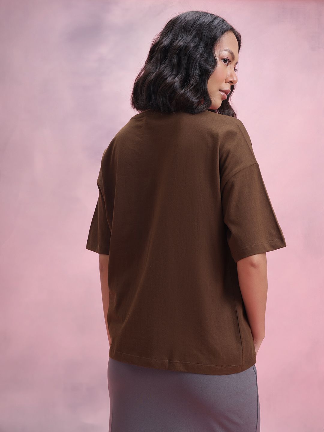 DressBerry Women Printed Drop-Shoulder Sleeves Pure Cotton Relaxed Fit T-shirt