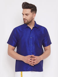 VASTRAMAY Premium Spread Collar Silk Shirt
