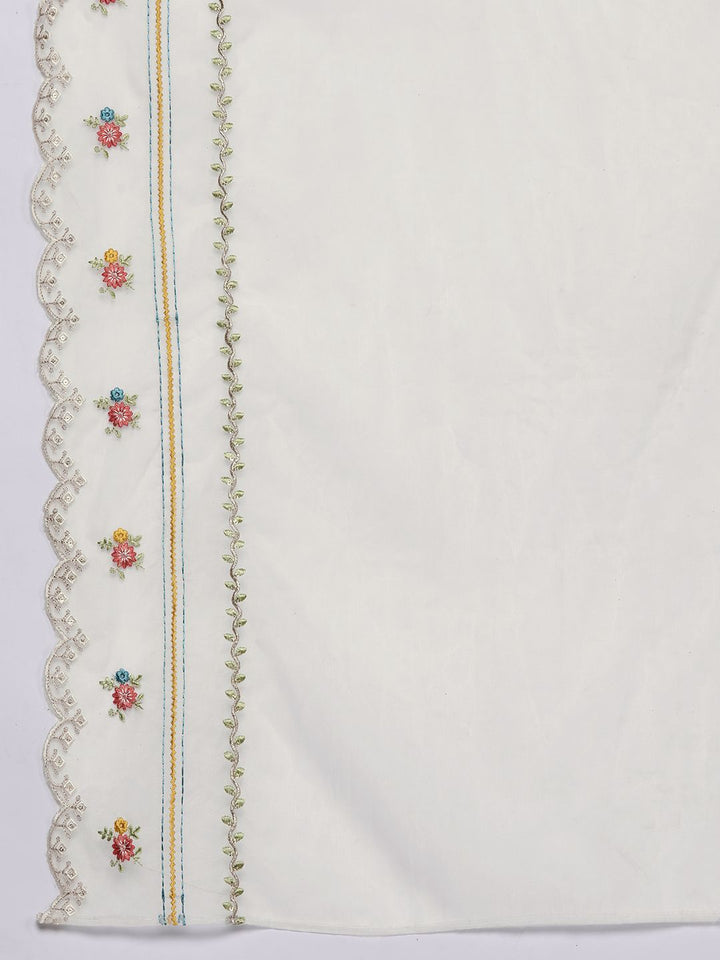 Indo Era Women Embroidered Thread Work Pure Cotton Kurta with Trousers & With Dupatta