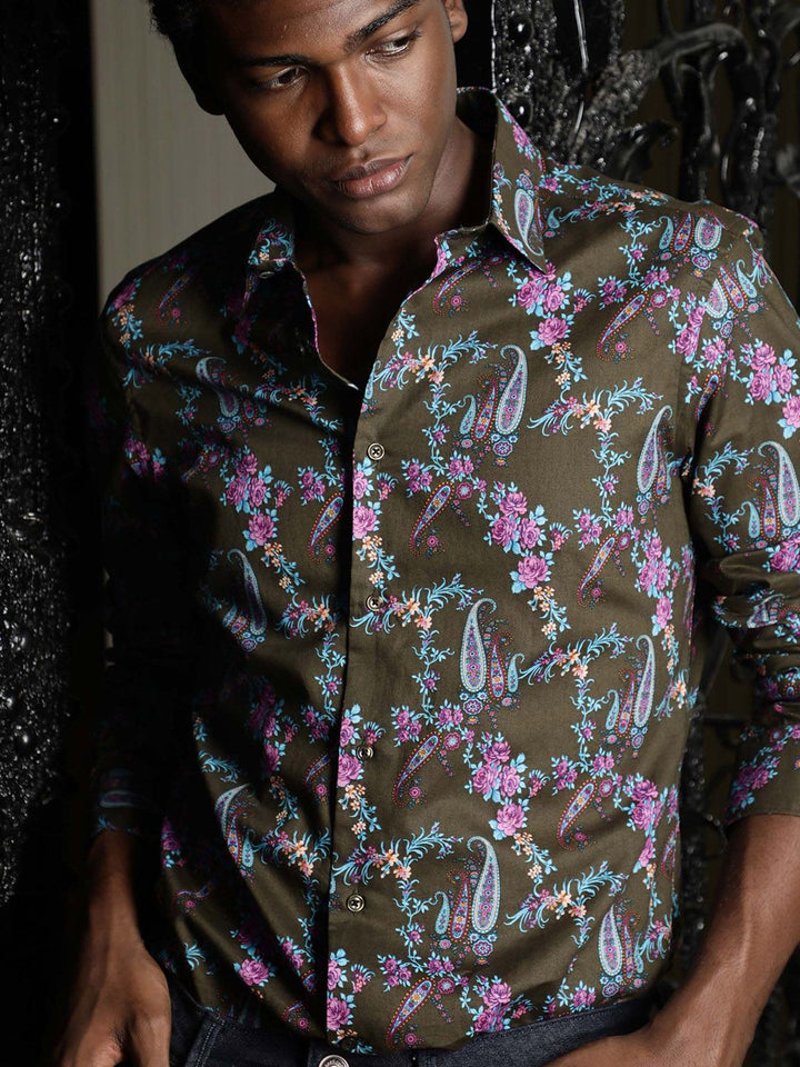 RARE RABBIT Men Davos Slim Fit Opaque Printed Shirt