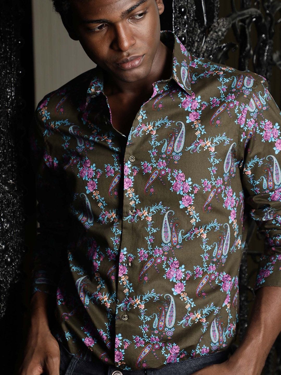 RARE RABBIT Men Davos Slim Fit Opaque Printed Shirt