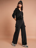Tokyo Talkies Hooded Crop Sweatshirt & Wide Leg Cargo Trousers