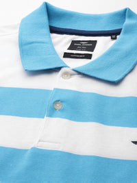 Park Avenue Men Striped Polo Collar Slim Fit T-shirt
