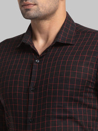 Park Avenue Slim Fit Windowpane Checked Cotton Linen Formal Shirt