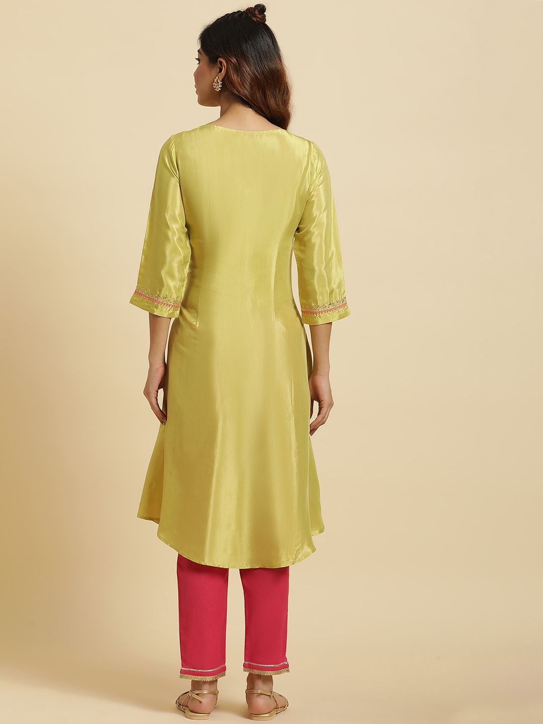 W Ethnic Motifs Embroidered Sequinned A Line Kurta