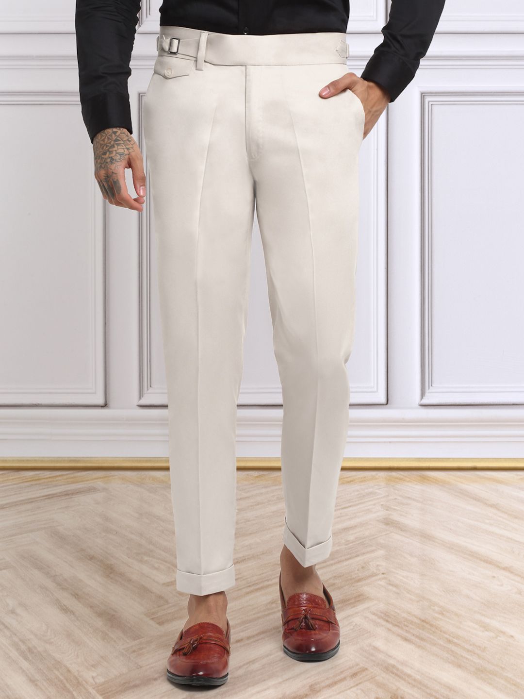 KLOTTHE Men Cotton Rich Solid Slim Fit Gurkha Pants