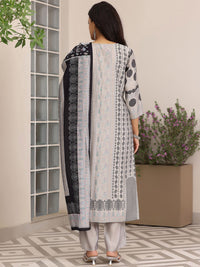 Libas Floral Printed Straight Kurta with Trousers & Dupatta