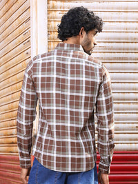 Thomas Scott Slim Fit Tartan Checked Spread Collar Long Sleeves Cotton Casual Shirt